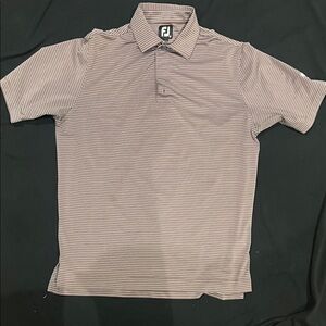 FootJoy Men's Polo Shirt - Gray and red Pinstripes